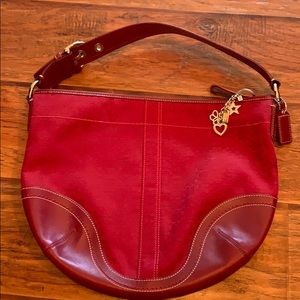 Vintage red coach hobo